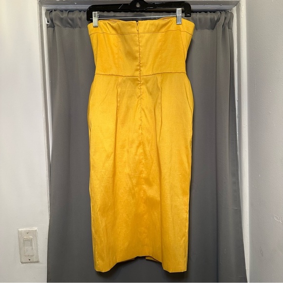 Badgley Mischka Strapless Yellow Cocktail Party Wedding Guest Dress Size - Picture 4 of 10